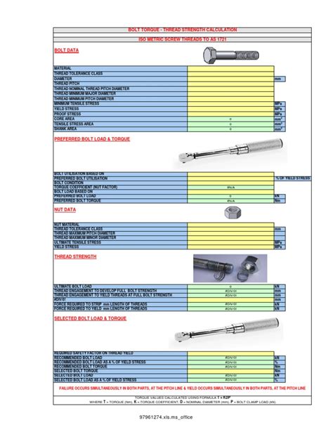 Metric Bolt Torque - Thread Strength | PDF | Screw | Nut (Hardware)