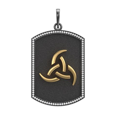 Odin Luxe, Spiritual Pendant with CZ Diamonds, 18kt Gold & Black Ruthe