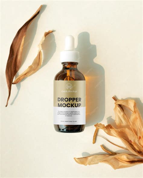Premium PSD | Amber dropper bottle mockup for branding