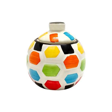 Buy Ceramic Hand Painted Football Model Storage Jar With Lid - Set Of 1