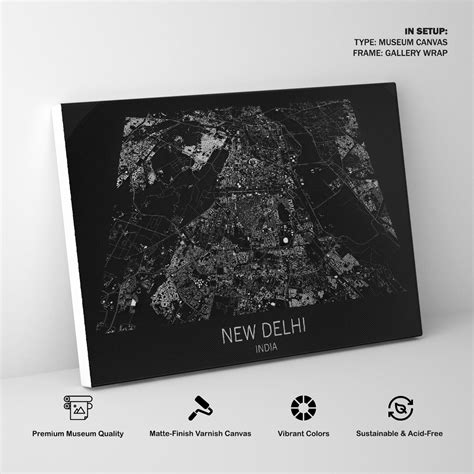 Cartina New Delhi India vista satellitare sezione: Buy Premium Framed ...