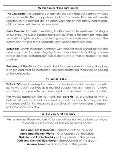 Image result for Sample of Wedding Program