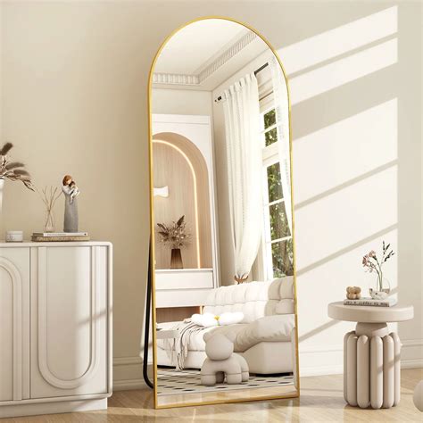 BEAUTYPEAK 64"x 21" Full Length Mirror Arched Standing Floor Mirror ...