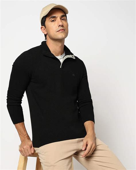 Flannel Solid Half Zip Sweater