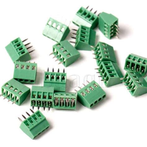 DBParts 10pcs 4-Pin (4 Pole) Plug-in Screw Terminal Block Connector 2 ...