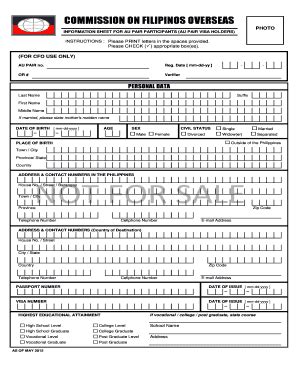 Fillable Online commission on filipinos overseas - Forms Philippines ...