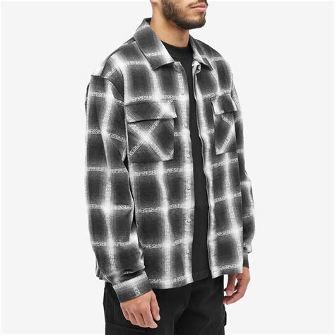 Represent Men's Flannel Shirt in Black White Represent