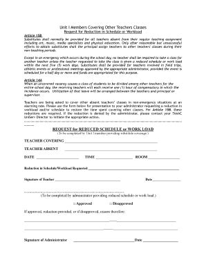 Fillable Online Request for Reduction in Schedule or Workload - TAAAC ...