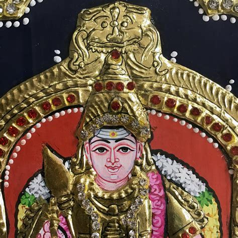 12"x10" 2D Semi-Emboss Tanjore Painting of Hindu God Murugan, Religiou ...