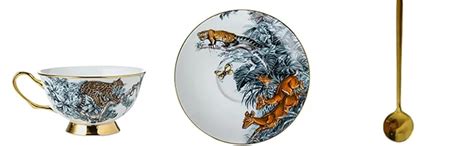 Silver Martini Vintage Ceramic Coffee Cup with Saucer Spoon, 220ML ...