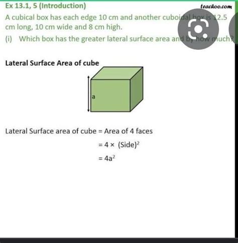 Find curved/lateral surface area of a cube with side 8 cm - Brainly.in
