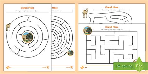 Camel Differentiated Maze Worksheet / Worksheet Pencil Control Path ...