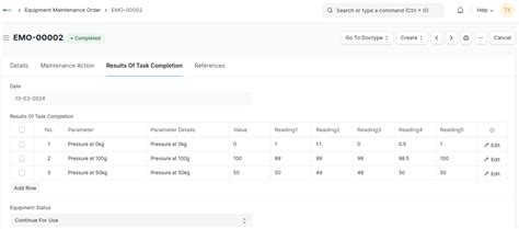 Equipment Maintenance Order