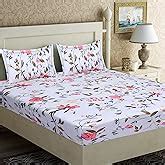 Home Candy Elegant Floral 3-D Reactive Print Double Bedsheet with 2 ...