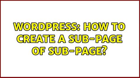 Image result for WordPress Sub Page