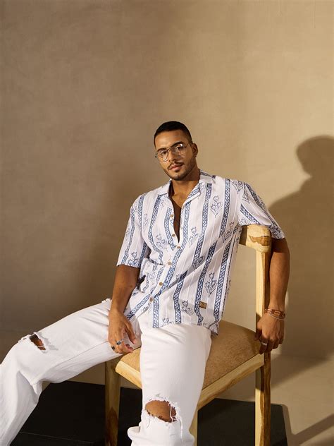 White Border Printed Drop Shoulder Oversized Shirt – Dennison Fashion India