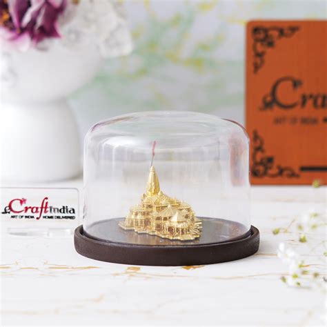 eCraftIndia Golden Shri Ram Mandir Ayodhya Model Authentic Designer Te