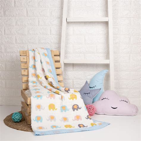 Baby Elephants Quilted Muslin Blanket - Kicksandcrawl – Kicks & Crawl