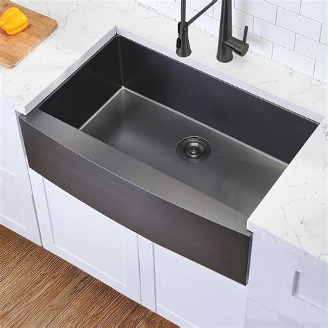 Hotis Black Farmhouse Sink, 33 Inch Farm Sink, Apron-Front 304 ...