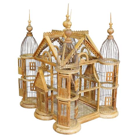 Antique Wooden Bird Cage Handmade in Germany ca. 1920s For Sale at 1stDibs