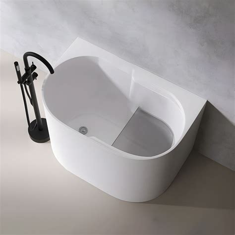 Small Size Modern White Acrylic Soaking Bathtub with Seat Included ...