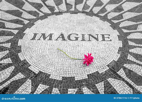 Imagine Sign in New York Central Park, John Lennon Memorial Editorial ...