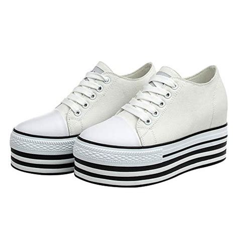 Buy rismart Women Double Outsoles High Platform Canvas Shoes Low Wedge ...