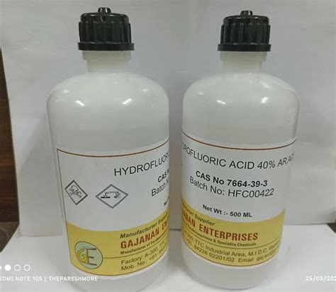 Hydrofluoric Acid - Hydrofluoric Acid 40% AR ACS 500 ML Manufacturer ...