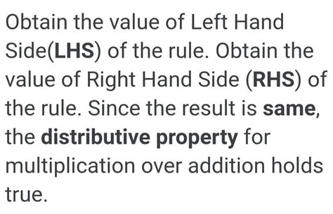 is Is LHS = RHS in distributive property? - Brainly.in