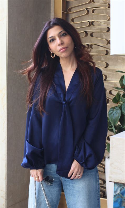 Navy Tie Detail Balloon Sleeved Top – FAIL.