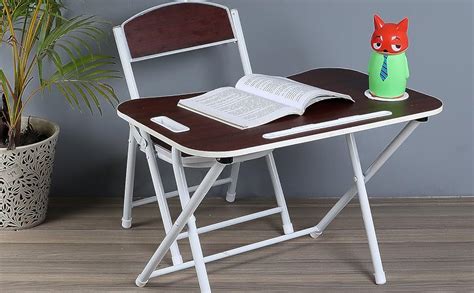 The Tickle Toe Kids Foldable Study Table and Chair Set | Brown ...