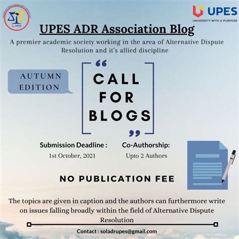 CALL FOR BLOGS BY UPES ALTERNATE DISPUTE RESOLUTION BLOG [VOLUME 2 ...