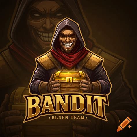 A stylized logo of a bandit character holding a treasure chest, with ...