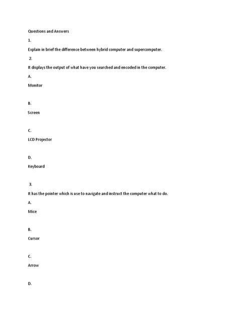 Image result for Computer System Easy Type Questions and Answers PDF