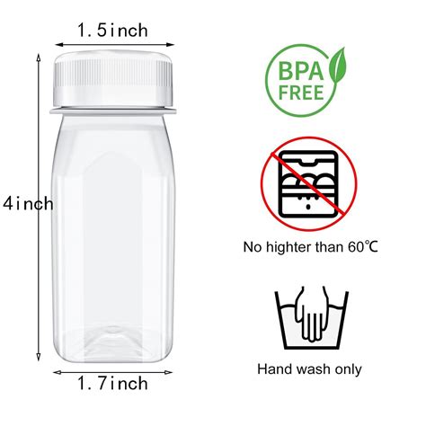 Buy XYSMZM 5 Pack 4 Ounce Clear Plastic Juice Bottles with White Tamper ...