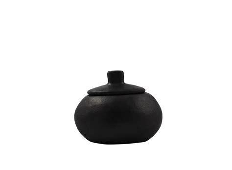 Buy Meraki Round Shaped Longpi Black Stone Pottery Sugar Pot Online at ...
