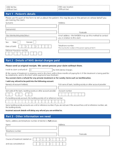 HC5(D) NHS Dental Refund Claim Form - Blank Fillable Template | Fill ...