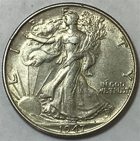 1947 Walking Liberty Silver Half Dollar - High Grade - Last Year of ...