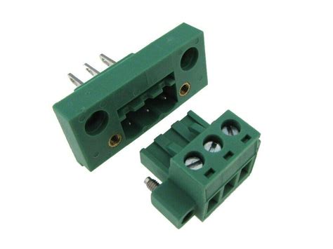HQ 3-Pin 5.08mm Screw Terminal Block Plug Shrouded Flange - Panel Mount ...