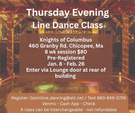 Country Line Dance Session-Thursdays, Knights of Columbus, Chicopee, 19 ...