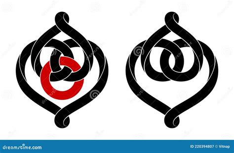 Set of Signs of the Union of Two Intertwined Hearts. Stylized Symbols ...