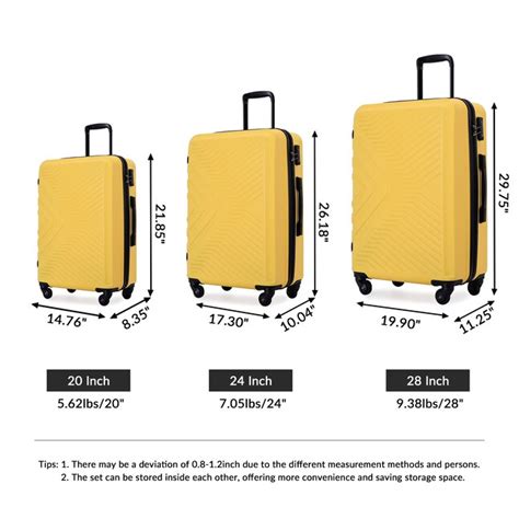 Flynama 29.75" x 19.9" x 11.25" Yellow Plastic Hardshell Suitcase set ...