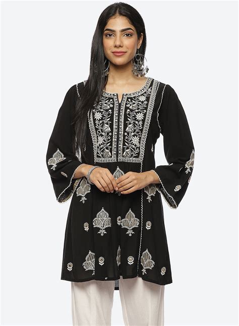 Black Nargis Collection Embroidered Tunic-22SLK02826-6 – Lakshita