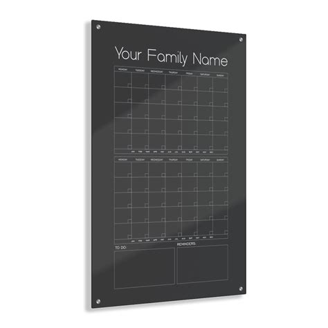 Two Month Acrylic Wall Calendar, Dry Erase Monthly Calendar, Large ...