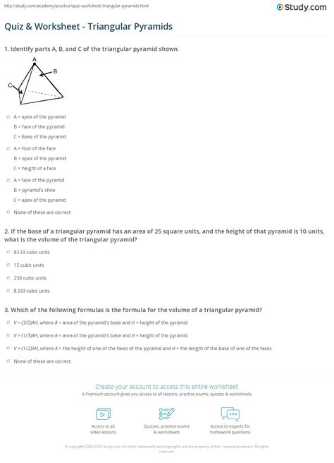 Image result for Volume of Triangular Pyramid Worksheet