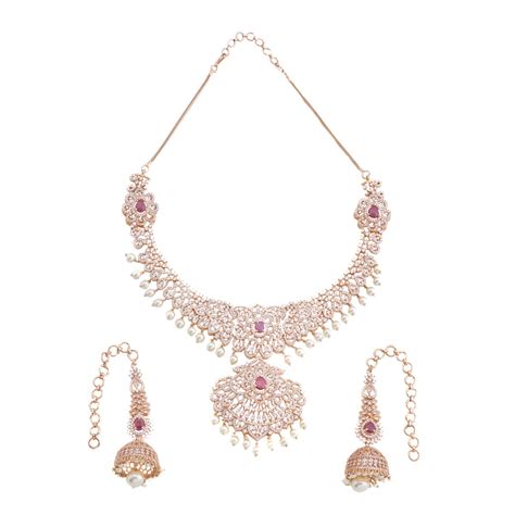 Buy Kushal's Fashion Jewellery Gold-Plated Ruby with Sparkling Cubic ...