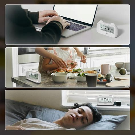 OWNAIR Digital Alarm Clock with Automatic Sensor, Date and Temperature ...