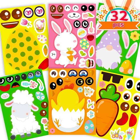 Buy Funnlot Easter Stickers for Kids 32PCS Easter Sticker Sheets Easter ...