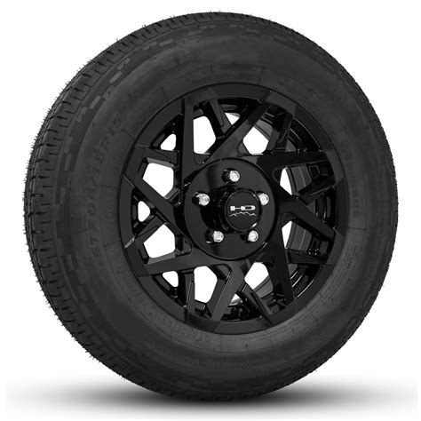 15 INCH | 5-LUG | CANYON TRAILER WHEEL & TIRE PACKAGE All Gloss Black ...