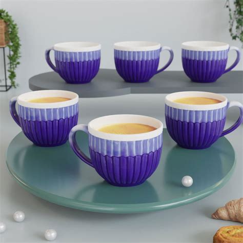 Dual Tone Glam Blue Tea Cups (Set of 6) – The Earth Store